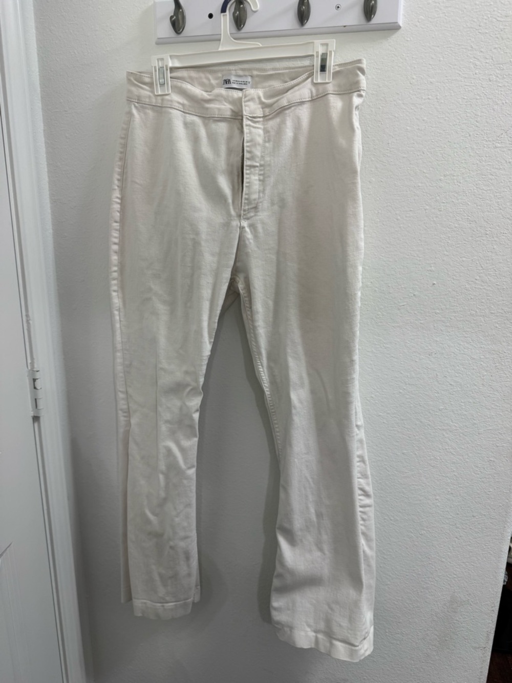 White High-Rise bootleg Pants